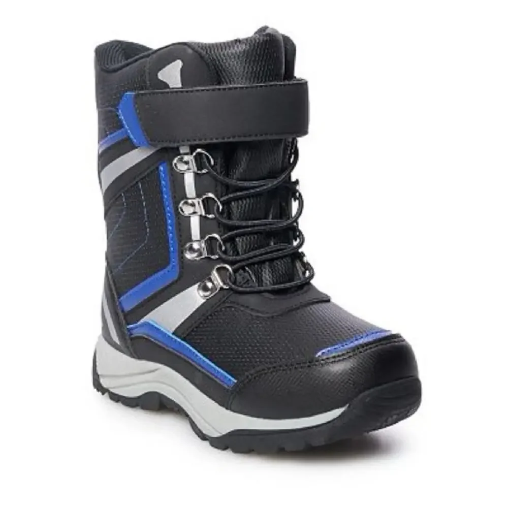 Totes Boys Sammy Winter Blue Black Boots Sz 6